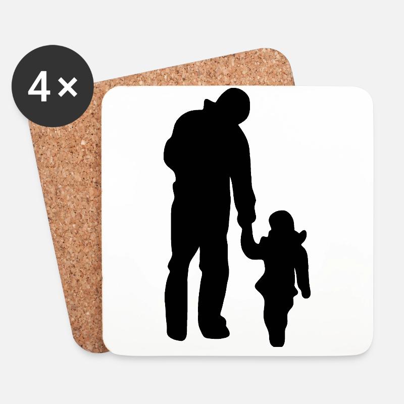 Vater Tochter Kind - Untersetzer (4er-Set) - Weiß