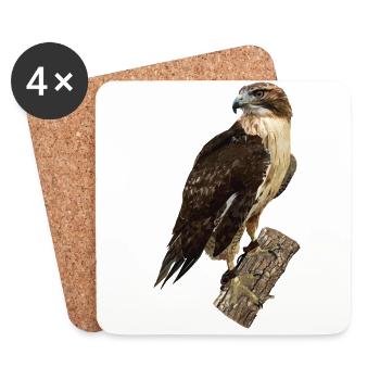 Red-tailed sparrowhawk - Coasters (set of 4) - white - Front