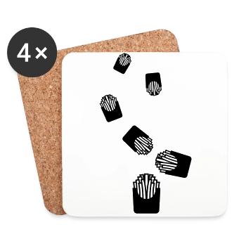 Français symbole de restauration rapide frites - Dessous de verre (lot de 4) - blanc - Devant