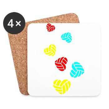 Volleyball heart - Coasters (set of 4) - white - Front