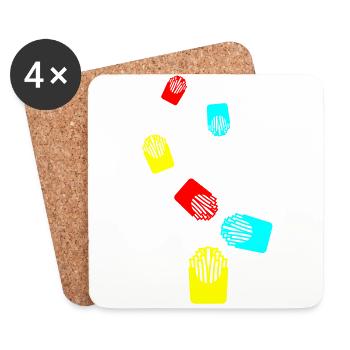 Français symbole de restauration rapide frites - Dessous de verre (lot de 4) - blanc - Devant