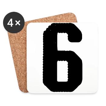 6 Zahl Trikot - Untersetzer (4er-Set) - Weiß - Vorne