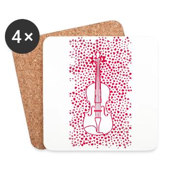 Musique de violon - Dessous de verre (lot de 4) - blanc - Devant