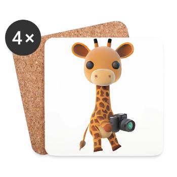 Photographing Safari Giraffe - Coasters (set of 4) - white - Front