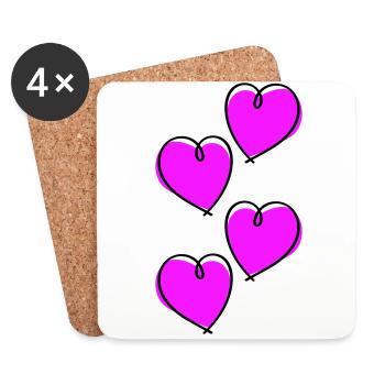 Symbole de l’amour des cœurs - Dessous de verre (lot de 4) - blanc - Devant