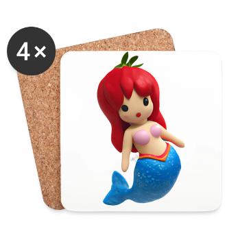 Sirène aux fraises - Dessous de verre (lot de 4) - blanc - Devant