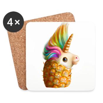 Ananas licorne - Dessous de verre (lot de 4) - blanc - Devant