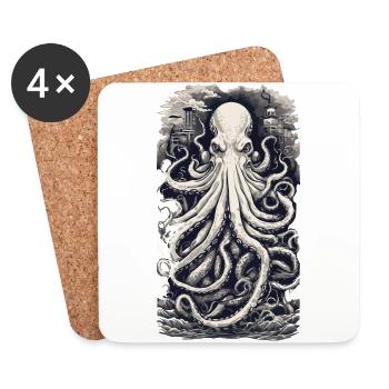Vintage Kraken Fisherman and Angler Retro Design - Coasters (set of 4) - white - Front