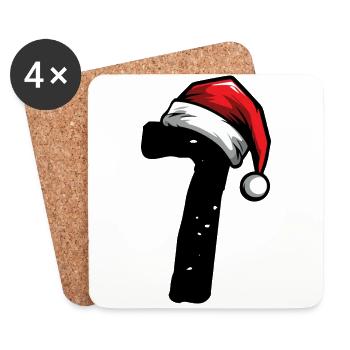 7 Numéro de Noël - Dessous de verre (lot de 4) - blanc - Devant
