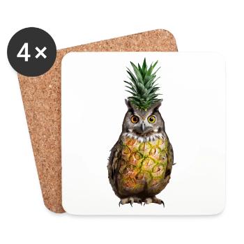 Owl Pineapple - Coasters (set of 4) - white - Front