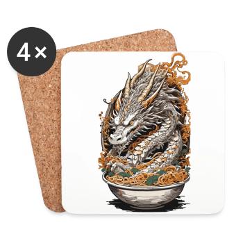 Vintage Ramen Dragon Ukiyo-E Japan Art - Coasters (set of 4) - white - Front