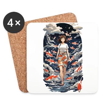 Anime Dream Fantasy Aesthetic Manga Otaku - Coasters (set of 4) - white - Front