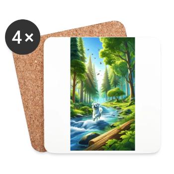 Joyeuse promenade en forêt Gross - Dessous de verre (lot de 4) - blanc - Devant