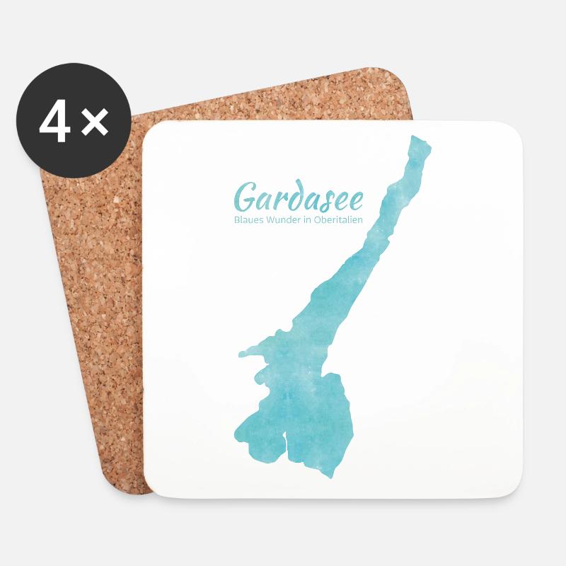 Gardasee - Kontur blau - Untersetzer (4er-Set) - Weiß