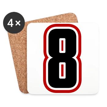 8 nombre symbole - Dessous de verre (lot de 4) - blanc - Devant