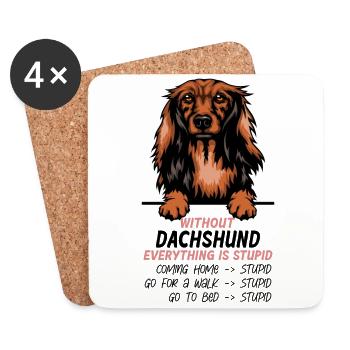 Ohne Dachshund ist alles doof - Untersetzer (4er-Set) - Weiß - Vorne