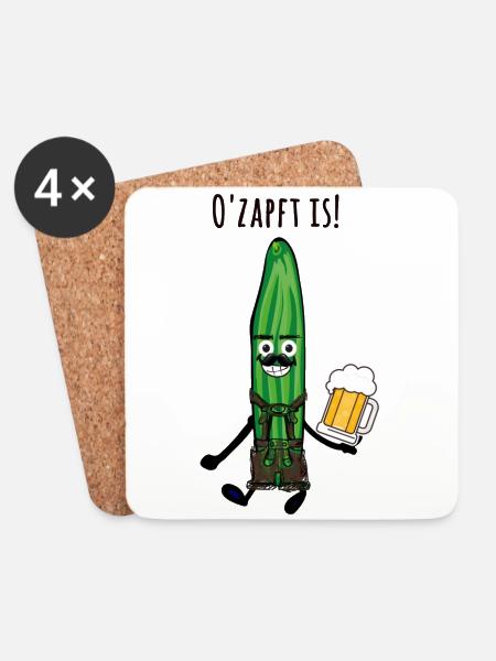 Gurke,Partygurke,Bier, o'zapft is - Untersetzer (4er-Set) - Weiß
