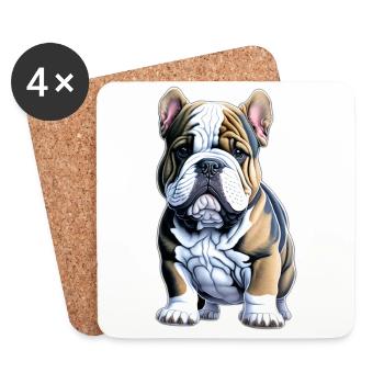 Cute Bulldog Puppy - Coasters (set of 4) - white - Front