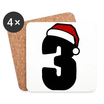3 Zahl Weihnachten - Untersetzer (4er-Set) - Weiß - Vorne
