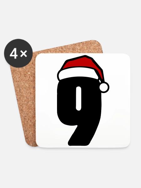 9 Zahl Weihnachten - Untersetzer (4er-Set) - Weiß