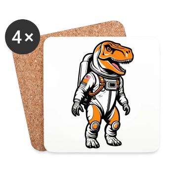 Dinosaurier Astronaut Illustration - Untersetzer (4er-Set) - Weiß - Vorne