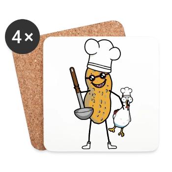 Peanut Cook Chicken Cooking Together Cooking Soup - Coasters (set of 4) - white - Front