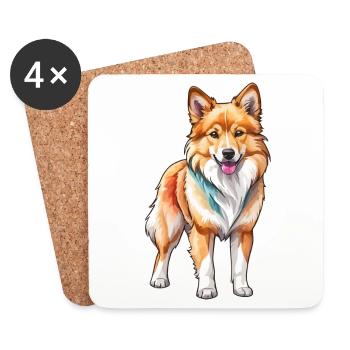 Chien islandais Aquarelles - Dessous de verre (lot de 4) - blanc - Devant