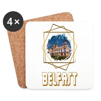 Belfast Northern Ireland City Skyline Home Love - Coasters (set of 4) - white - Front