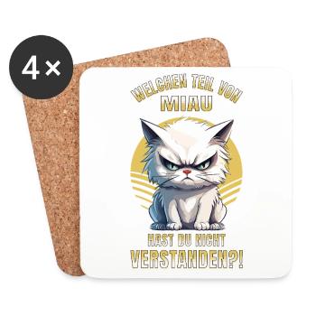 Cat, Grumpy, Grumpy, Grumpy, Meow, Funny - Coasters (set of 4) - white - Front