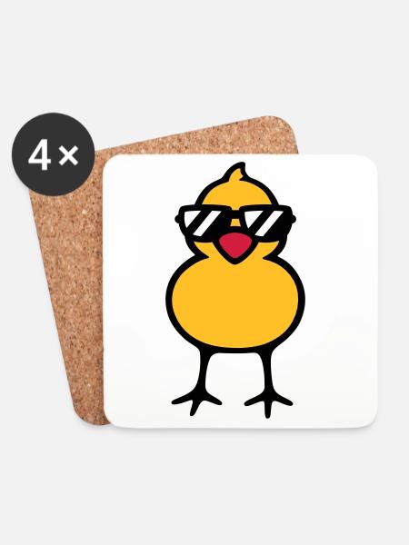 cool chick (rd) - Coasters (set of 4) - white