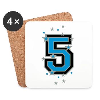 Number five decorated with stars - Coasters (set of 4) - white - Front