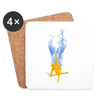 Flamme de ski acrobatique - Dessous de verre (lot de 4) - blanc - Devant