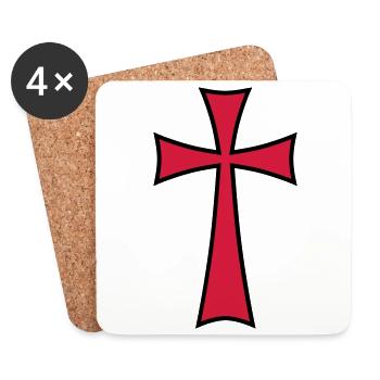 03 Templer Kreuz Mittelalter 2c - Dessous de verre (lot de 4) - blanc - Devant