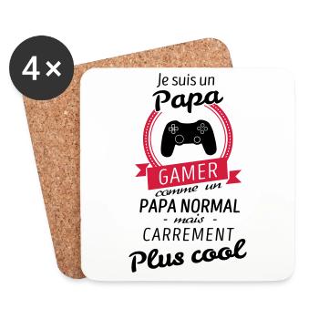 Je suis un papa Gamer - Dessous de verre (lot de 4) - blanc - Devant
