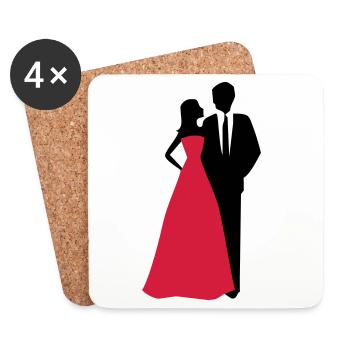 Couples de mariage, jeune mariée, marié - Dessous de verre (lot de 4) - blanc - Devant