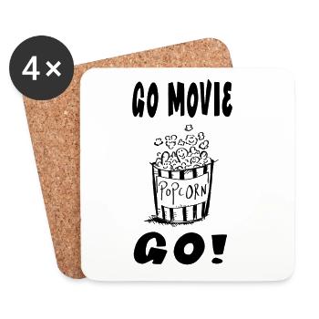 Go Movie Go - Popcorn - Kino - Geschenk - Untersetzer (4er-Set) - Weiß - Vorne