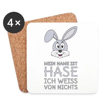 Mein Name ist Hase Ich weiß von nichts - Untersetzer (4er-Set) - Weiß - Vorne