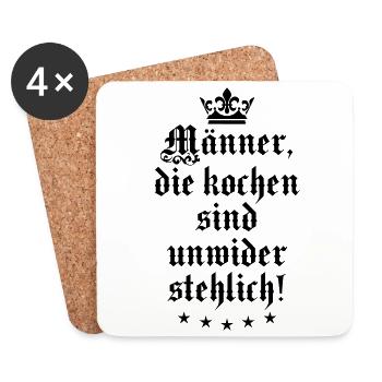07 Männer die kochen sind unwiderstehlich Koch - Untersetzer (4er-Set) - Weiß - Vorne