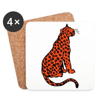 Sitzende Leopard von Cheerful Madness!! - Untersetzer (4er-Set) - Weiß - Vorne