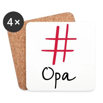 #Opa Hashtag Social Media I Idée cadeau pour grand-père - Dessous de verre (lot de 4) - blanc - Devant