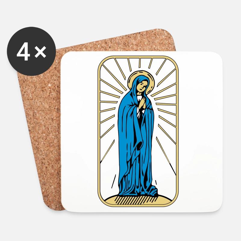 Heilige Maria ohne Hintergrund - Untersetzer (4er-Set) - Weiß