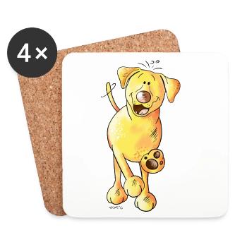 Fröhlicher Labrador - Untersetzer (4er-Set) - Weiß - Vorne