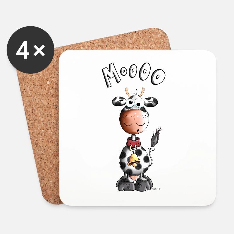 Da steht die Moooo Kuh - Untersetzer (4er-Set) - Weiß