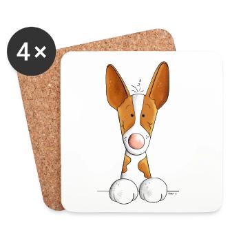 Neugieriger Podenco - Untersetzer (4er-Set) - Weiß - Vorne