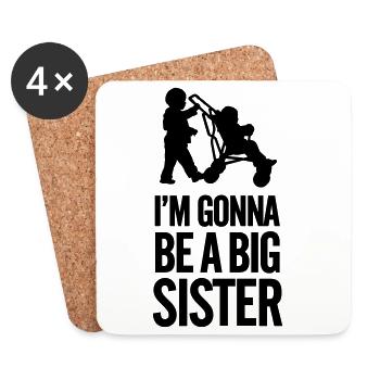 I'm gonna be a big sister baby car - Coasters (set of 4) - white - Front