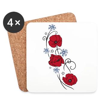 Mohnblumen und Kornblumen. Sommer Design. - Untersetzer (4er-Set) - Weiß - Vorne