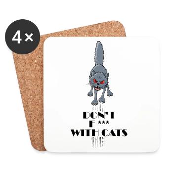 Don't f with cats - Evil cat scratches everywhere - Coasters (set of 4) - white - Front