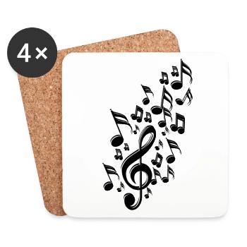Partitions Musique - Dessous de verre (lot de 4) - blanc - Devant