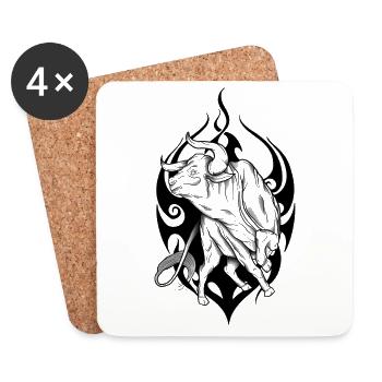 Bull tribal background - Coasters (set of 4) - white - Front