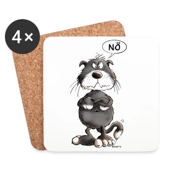 Schwarze Nö Katze I Katzenmotiv Comic Statement - Untersetzer (4er-Set) - Weiß - Vorne